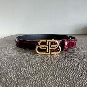 Balenciaga Black and Burgundy Leather Strap